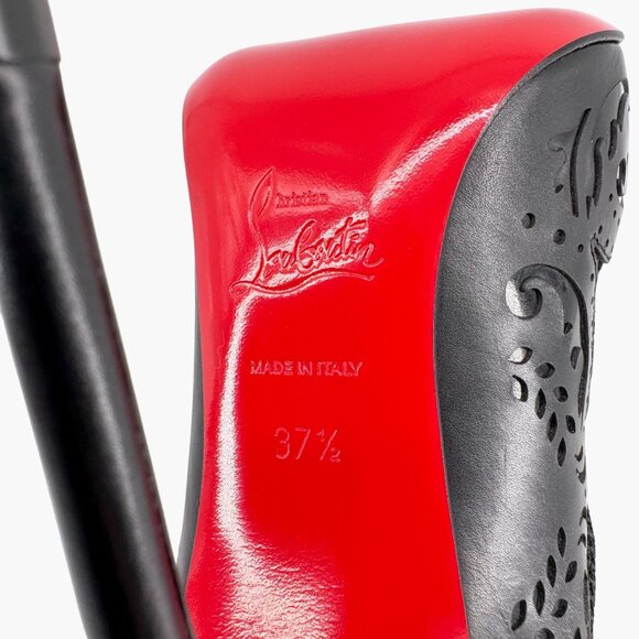 Christian Louboutin Mandolina Black Laser Cut Booties Size 37.5 US 7.5 Women's - Picture 13 of 14